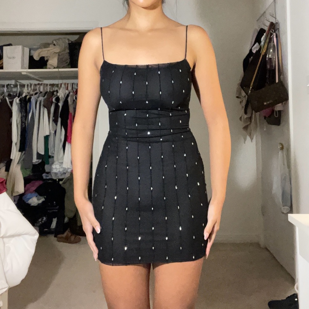 Elegant Black Dress with Subtle Embellishments ⋆. 𐙚 ˚
